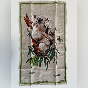 LINEN Tea Towel Cute Koala Bear Design Australia Souvenir Unused New Condition
